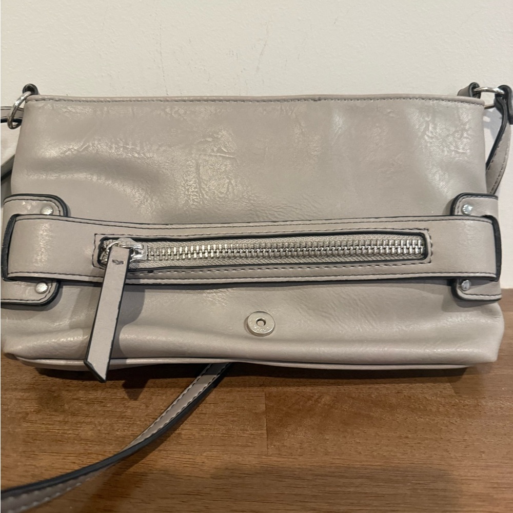 Nicole Miller Gray Leather Crossbody Bag with Adjustable Strap - Picture 3 of 7